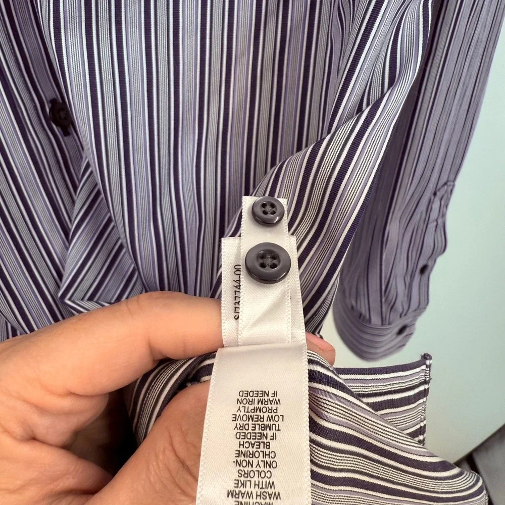 Banana Republic‎ Mens Striped Dress Shirt 15-15 1/2 M Classic Fit Non Iron
